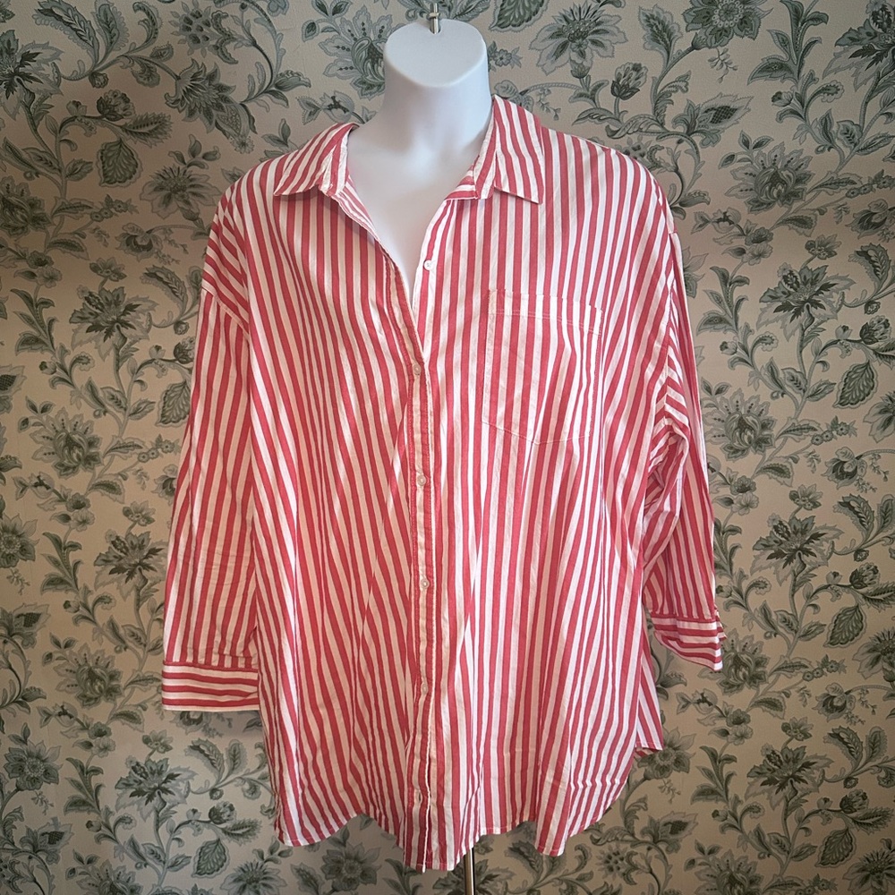 Oversized Button-Down Boyfriend Shirt 3x